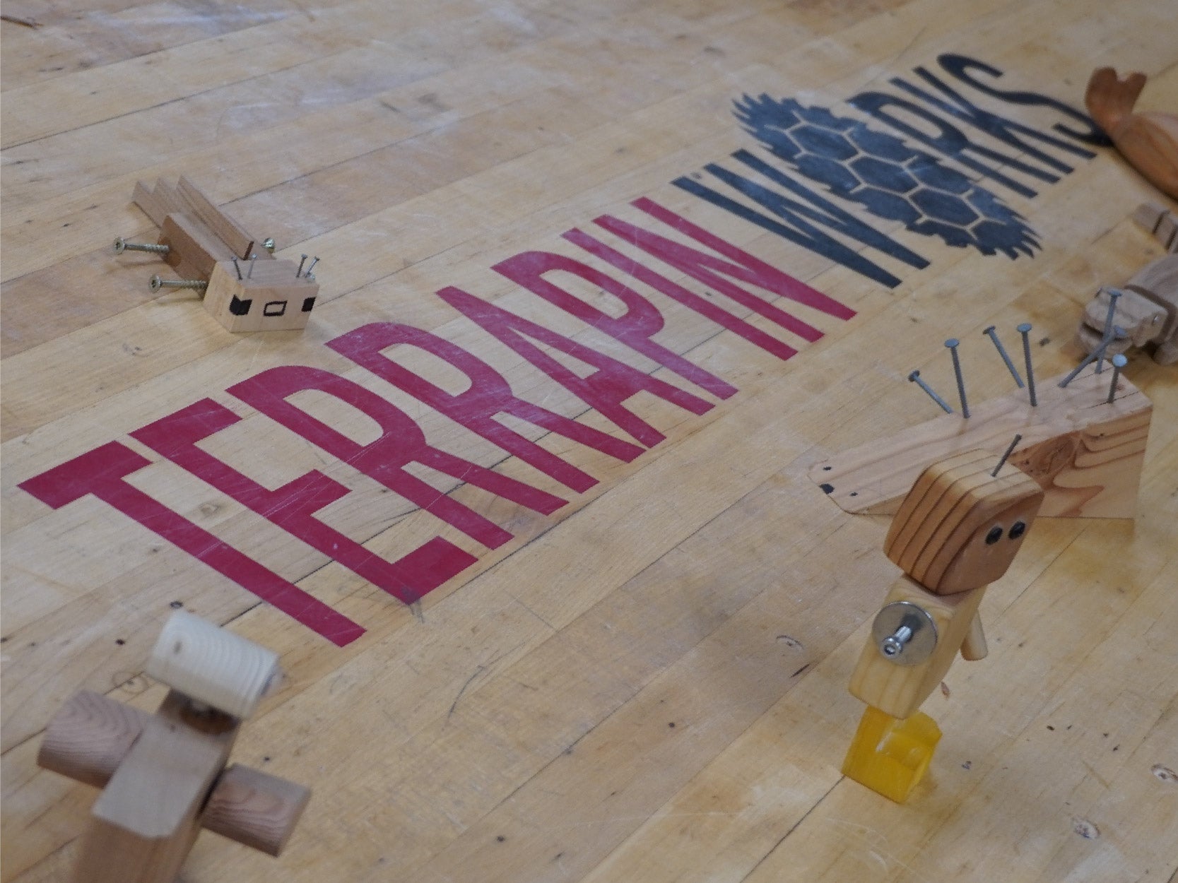 A photo of projects from the build-a-buddy workshop in the keystone woodshop