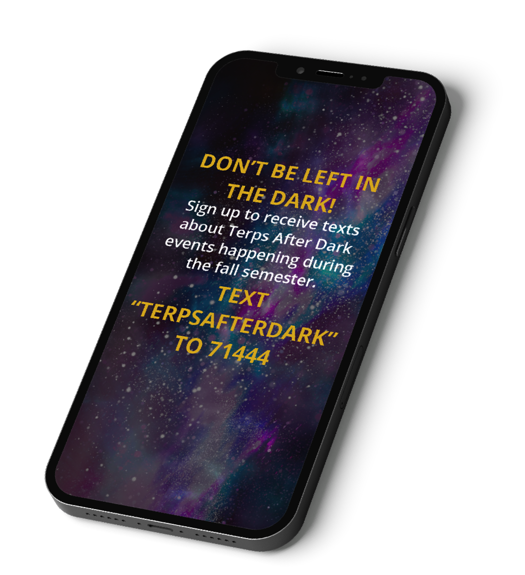 Phone with texts. Repeat the Don't be left in the dark message